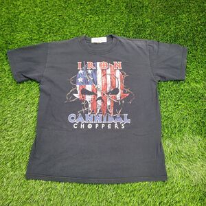 Vintage 2001 Iron-Cannibal-Choppers Shirt Large 21x26 Black